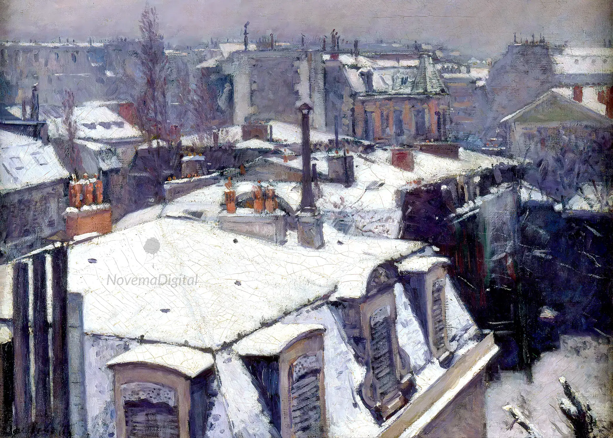 Gustave Caillebotte - Rooftops in the Snow (Snow Effect)