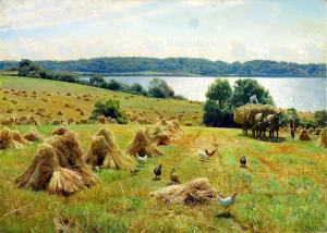 Peder Mørk Mønsted - Harvest Near Tulstrup (1900s)