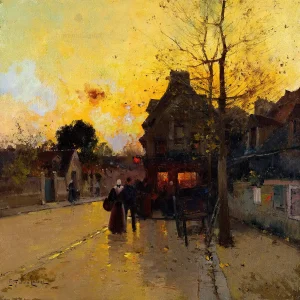 Eugène Galien-Laloue - Village, Un Soir D’Automne (1854-1941)
