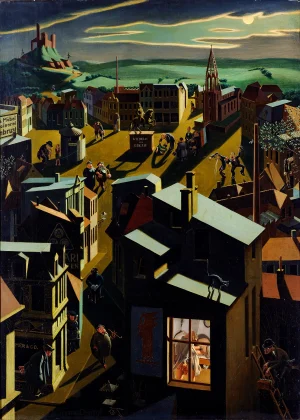 Georg Scholz - German Small Town by Night (1923)