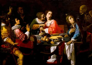 Giovanni Martinelli - Death Comes to the Banquet Table (Memento Mori) (c.1630)