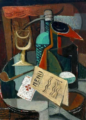 Louis Marcoussis - Nature Morte au Menu et au Siphon (c.1920)
