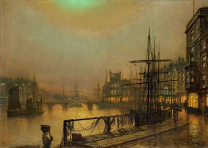 John Atkinson Grimshaw - Whitby at Night (1836-1893)