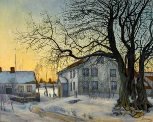 Harald Sohlberg - The Old Captain’s House, Winter Afternoon (1909)